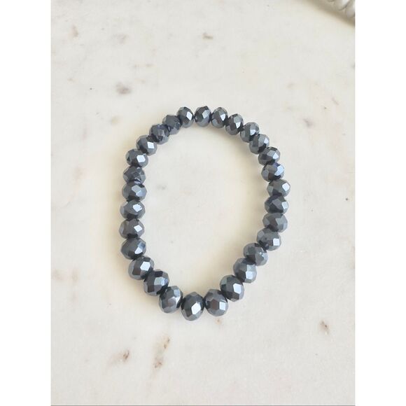 Gunmetal sparkly bead stretch bracelet - Picture 2 of 2